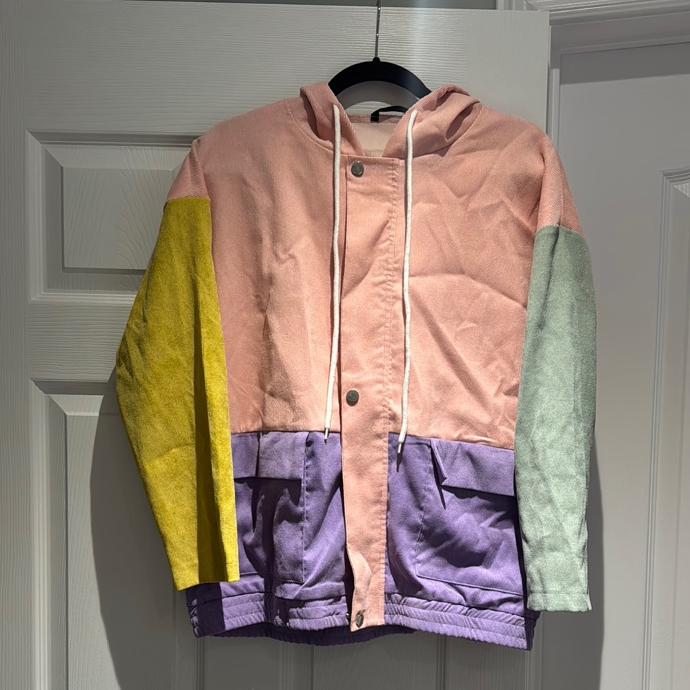 Retro Style Colorblock Hooded Jacket